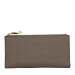 DAGNE DOVER - CREAM BLUSH COLOR TEXTURED LEATHER LONG TOP ZIP BIFOLD SNAP WALLET